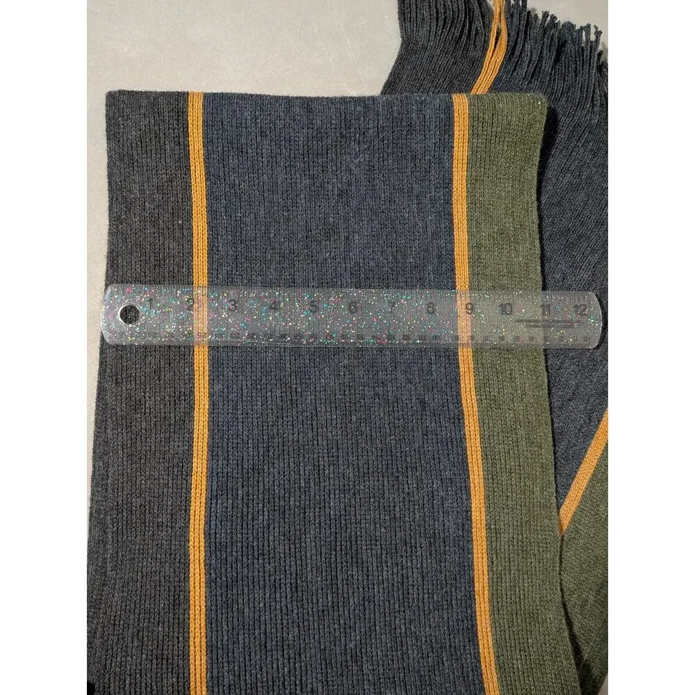 Michael Kors Men's Side Stripe Colorblock Knit Winter Scarf with Fringe